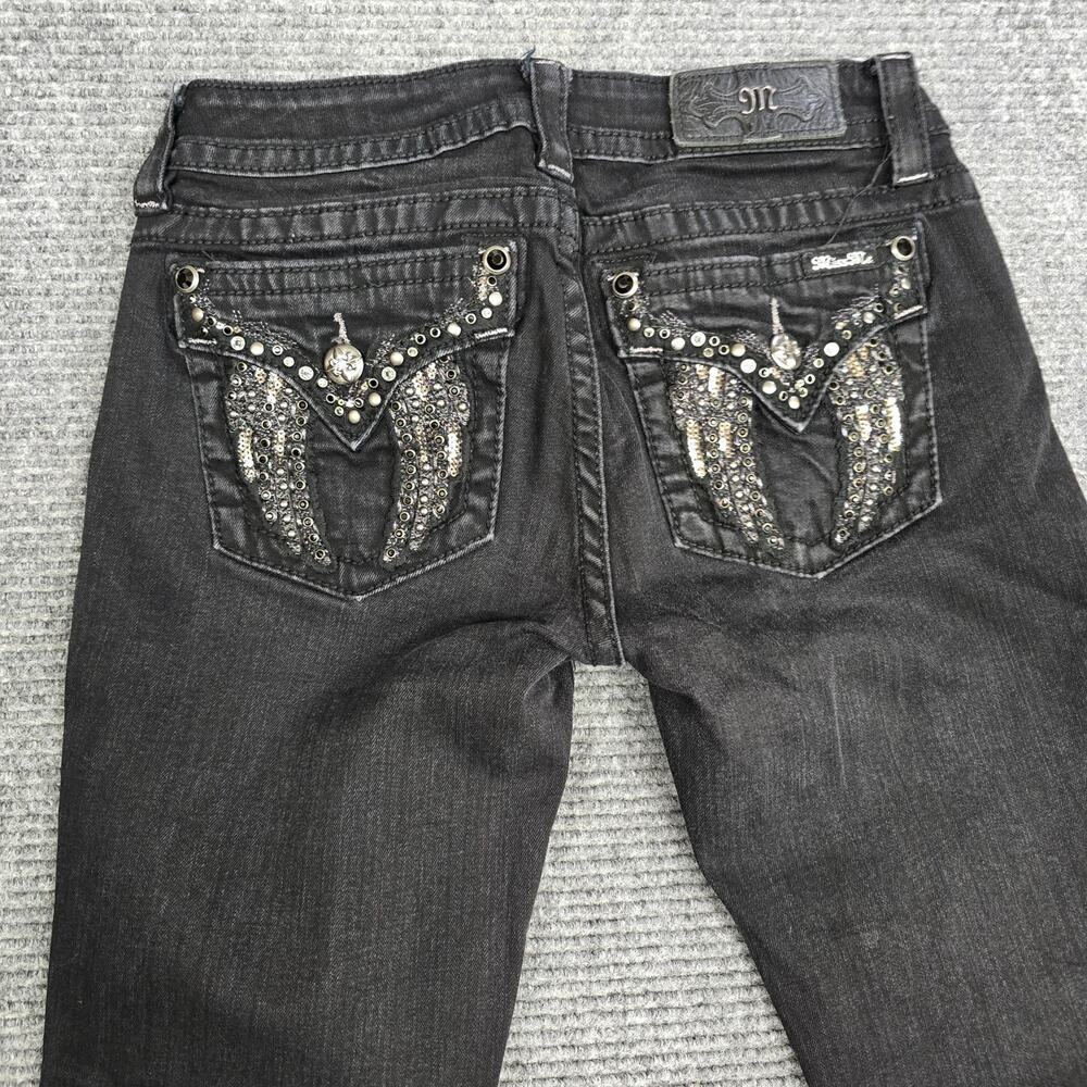 Miss Me Signature Skinny Jeans Womens 29 Black Flap Pocket Embellished 29x30
